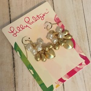 NWT Lilly Pulitzer Seed Pearl & Gold  Earrings